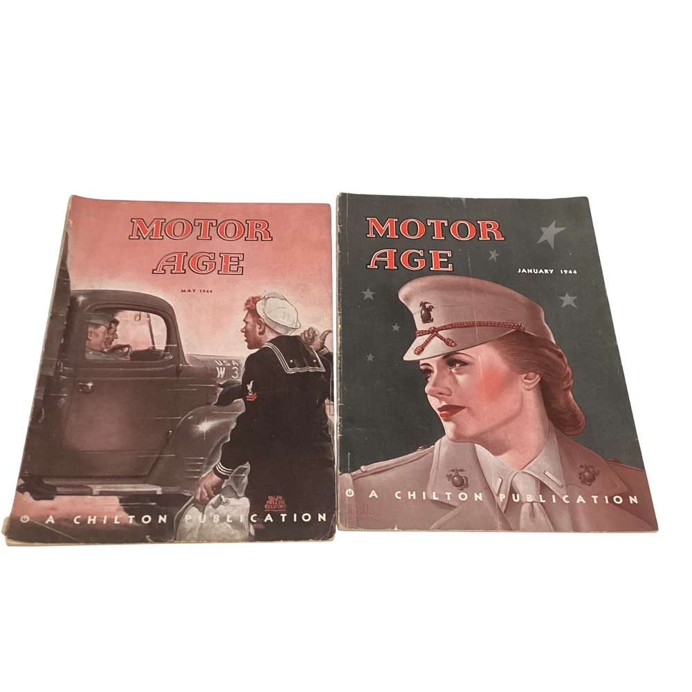 Vintage Motor Age Magazine Jan & May 1944 WWII Era Chilton Publication 2 Issues